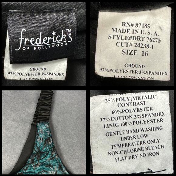 Fredericks of Hollywood Womens Dress‎ One Shoulder Ruched Sz M/L Black Lace USA - Picture 8 of 8